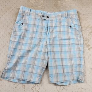 Columbia Women's Golf Tennis Hiking Bermuda Shorts Blue Plaid Size 12